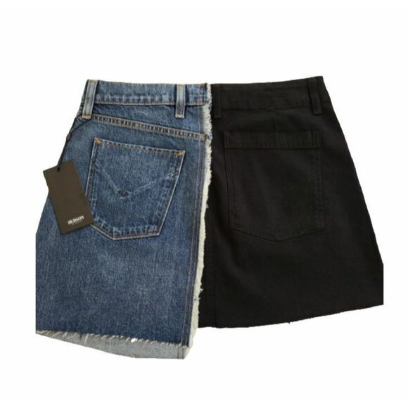 HUDSON Skirt Womens 27 Jeans Split Jean Denim Blue Black Mini Skirt $225 New - Picture 6 of 9